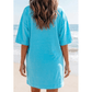 Quinn Light Blue Drop Shoulder Loose Casual T Shirt Mini Dress