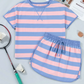 Bertha Pink Pink Stripe Dolman Tee Drawstring Skort Athletic 2pcs Set