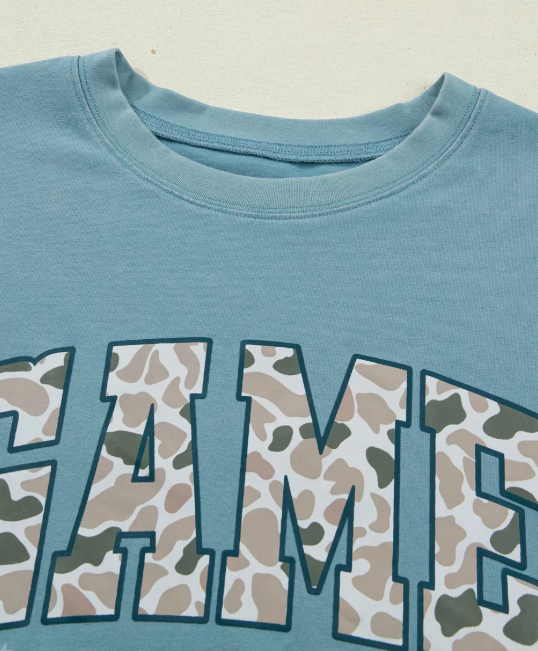 SALE!!!  Stone Blue Camo GAME DAY Graphic T Shirt