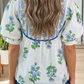 Bernadette White Floral Print Contrast Trim Tie Neck Blouse