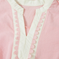 Dara Light Pink Scallop Color Block Trim Puff Sleeve Mini Dress