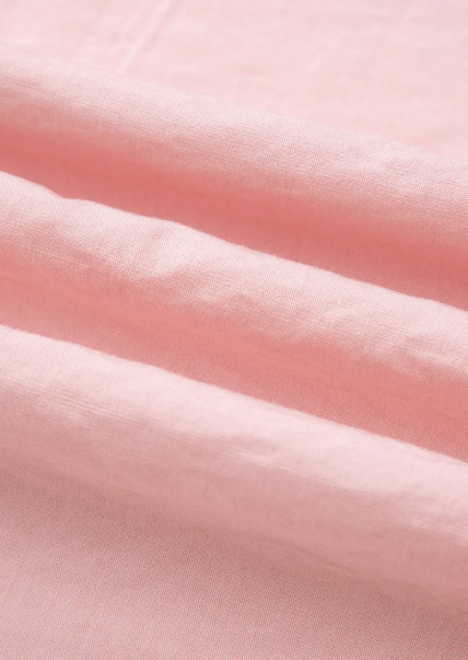 Dara Light Pink Scallop Color Block Trim Puff Sleeve Mini Dress