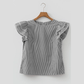 Gabriella Black Stripe Striped Ruffle Sleeve Short Sleeve Round Neck Casual Shift Blouse