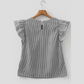 Gabriella Black Stripe Striped Ruffle Sleeve Short Sleeve Round Neck Casual Shift Blouse