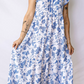 SALE!!!  Kimster Blue Ruffled Short Sleeve Tiered Floral Midi Dress
