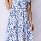 SALE!!!  Kimster Blue Ruffled Short Sleeve Tiered Floral Midi Dress