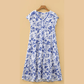 SALE!!!  Kimster Blue Ruffled Short Sleeve Tiered Floral Midi Dress