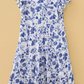 SALE!!!  Kimster Blue Ruffled Short Sleeve Tiered Floral Midi Dress