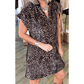 Melonie Brown Leopard Print Short Sleeve Mini Shift Silhouette Dress