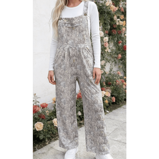 Gia Camouflage Twist Ribbed Sleeveless Full-Length Casual Jumpsuit
