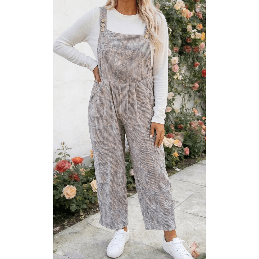 Gia Camouflage Twist Ribbed Sleeveless Full-Length Casual Jumpsuit