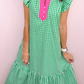 RTS Color-Blocked Plaid Pattern Midi Dress
