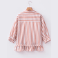 Camden Stripe Collar Button Front Bracelet Sleeve Ruffle Hem Shirt