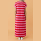 Leyton Pink Stripe Cuffed Short Sleeve Pocketed Casual T Shirt Long Dress