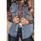 Vonda Denim Button Front Pocket Sleeveless Cowboy Vest
