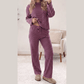 Myrtle Pink Stripe Casual Long Sleeve Top Drawstring Pant Set