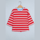 Jordyn Racing Red Striped Bow Tie Hollowed Back 7/8 Sleeve Casual T-Shirt
