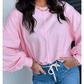 Olla Raw Seam Lace Detail Loose Casual Sweatshirt