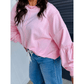 Olla Raw Seam Lace Detail Loose Casual Sweatshirt