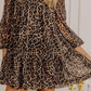 Maysie Brown Leopard Print Long Sleeve Short Shift Dress