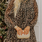 Maysie Brown Leopard Print Long Sleeve Short Shift Dress