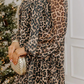 Maysie Brown Leopard Print Long Sleeve Short Shift Dress