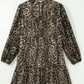 Maysie Brown Leopard Print Long Sleeve Short Shift Dress