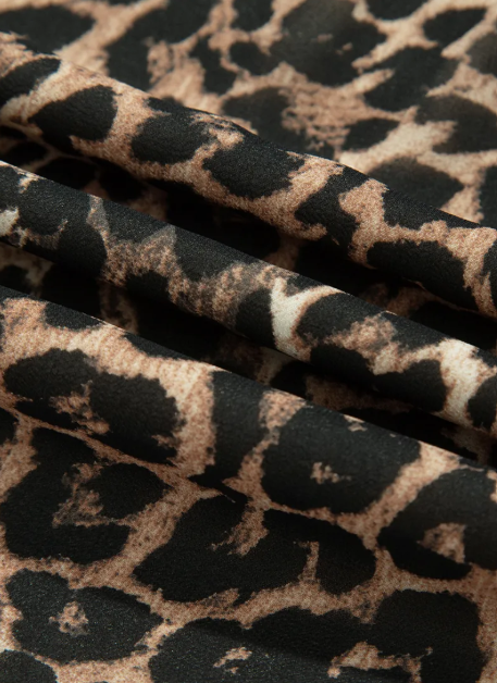 Maysie Brown Leopard Print Long Sleeve Short Shift Dress