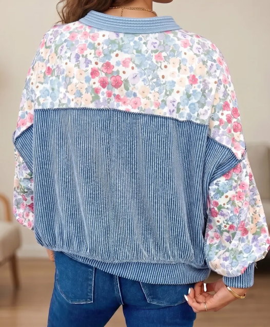 Kamryn Floral Print Round Neck Long Sleeve Top