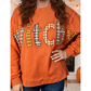 Halloween Witchy Plaid Slogan Embroidered Patch Tunic Sweatshirt