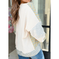 Ronny Light Blue Plaid Patchwork Round Neck Long Sleeve Top