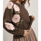 Karlynn Dark Brown Floral Print Drop Shoulder Relaxed Pullover Sweater