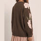 Karlynn Dark Brown Floral Print Drop Shoulder Relaxed Pullover Sweater