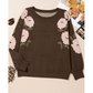 Karlynn Dark Brown Floral Print Drop Shoulder Relaxed Pullover Sweater