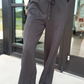 Laylin Black Collared V Neck Pullover Sweatshirt Sweatpants Set