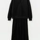 Laylin Black Collared V Neck Pullover Sweatshirt Sweatpants Set
