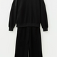 Laylin Black Collared V Neck Pullover Sweatshirt Sweatpants Set