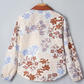 Ora Floral Print Colorblock V Neck Long Sleeve Blouse