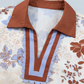 Ora Floral Print Colorblock V Neck Long Sleeve Blouse