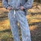 Naylah Grey Abstract Floral Print Loose Pullover Drawstring Pants 2pcs Set