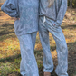 Naylah Grey Abstract Floral Print Loose Pullover Drawstring Pants 2pcs Set