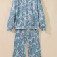 Naylah Grey Abstract Floral Print Loose Pullover Drawstring Pants 2pcs Set
