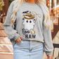 Boo Haw Sequin Western Ghost Print Long Sleeve Round Neck Sweatshirt