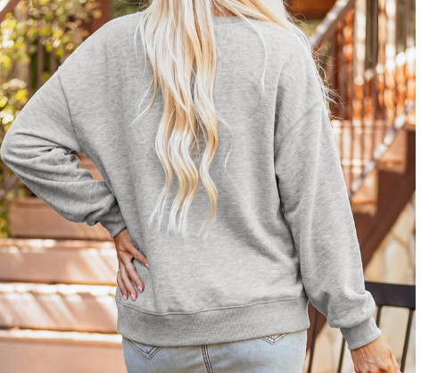 Boo Haw Sequin Western Ghost Print Long Sleeve Round Neck Sweatshirt