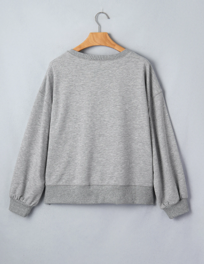 Boo Haw Sequin Western Ghost Print Long Sleeve Round Neck Sweatshirt