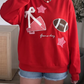 Artessa Red Gingham Patch Embroidered Rugby Game Day Stars Sweatshirt