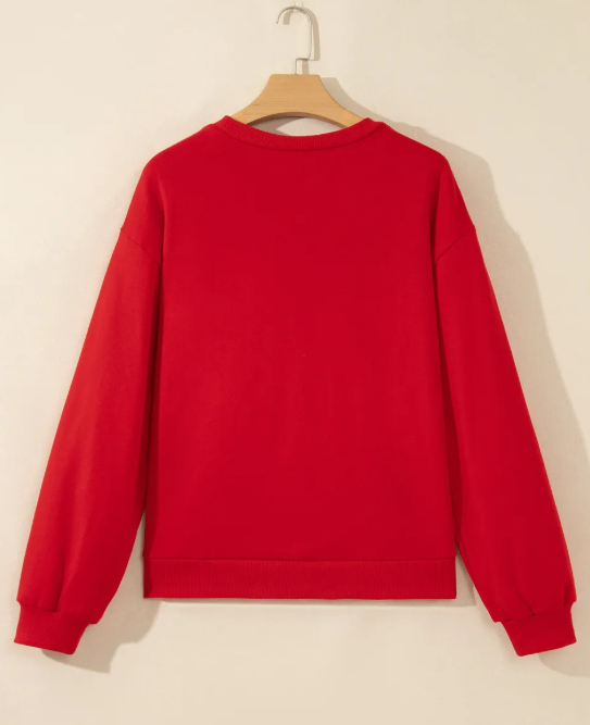 Artessa Red Gingham Patch Embroidered Rugby Game Day Stars Sweatshirt