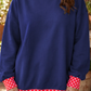 Phoebe Dirty Blue Colorblock Polka Dot Contrast Trim Oversized Sweatshirt