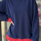 Phoebe Dirty Blue Colorblock Polka Dot Contrast Trim Oversized Sweatshirt