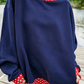 Phoebe Dirty Blue Colorblock Polka Dot Contrast Trim Oversized Sweatshirt
